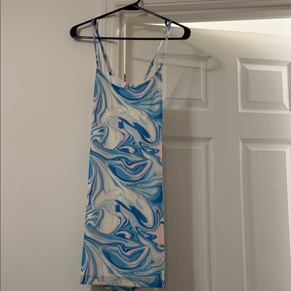 Blue and Pink Swirl Dress
